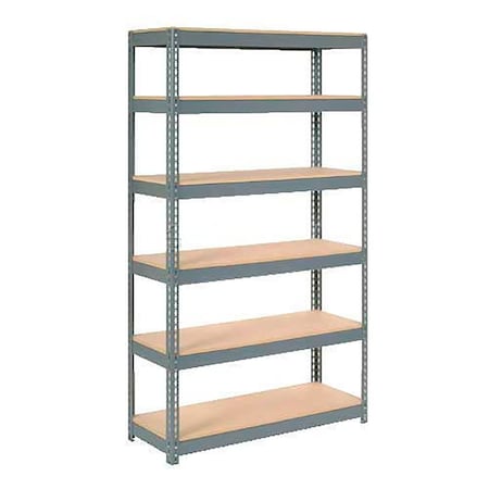 Extra Heavy Duty Shelving 48W X 12D X 72H With 6 Shelves, Wood Deck, Gry